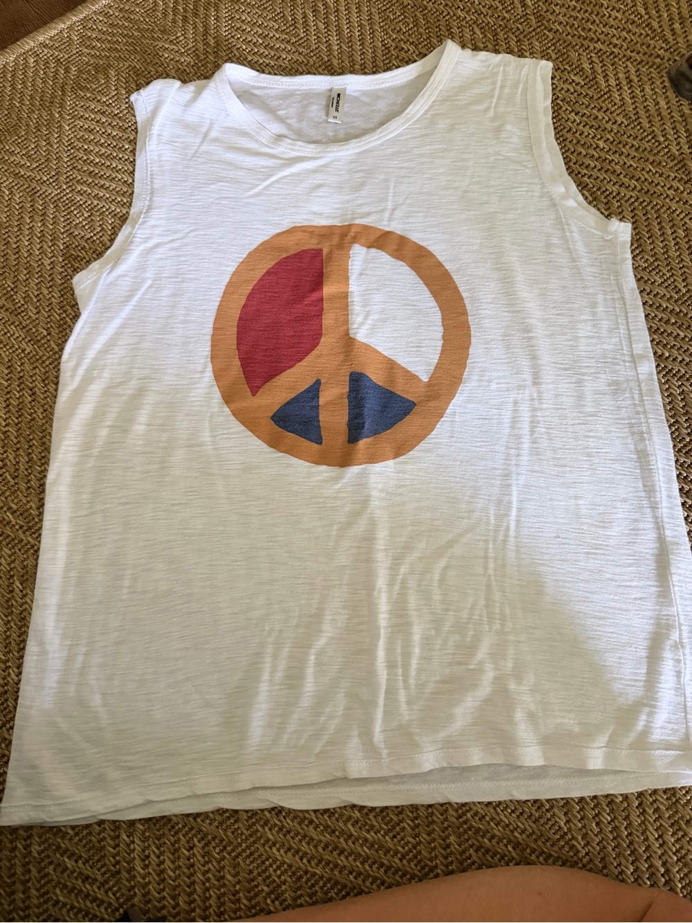 Girls White Peace Sign Graphic Tank Top